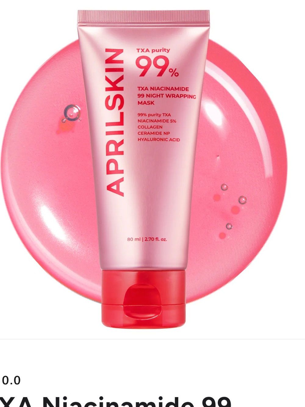 Pink TXA 99% Night Wrapping Mask - Hydrating Women’s Skincare Mask